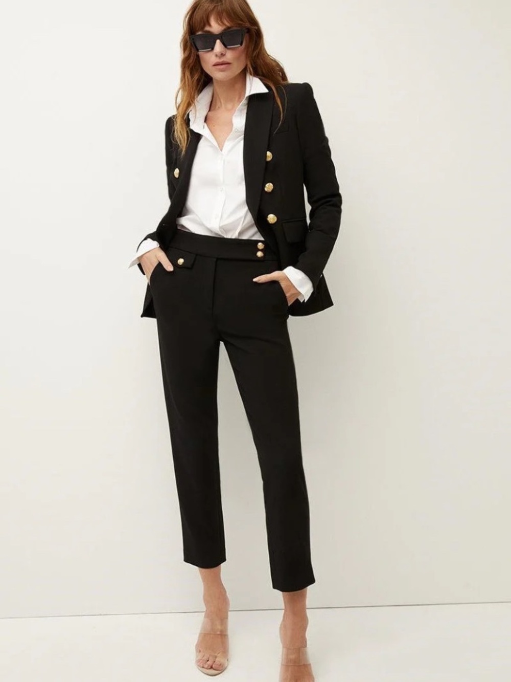 New!!! Veronica Beard Black Renzo Pants Gold Buttons Size 4 NWT!!!